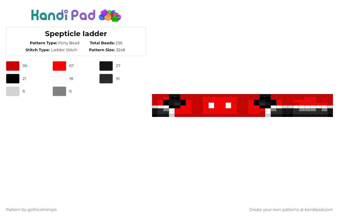 Spepticle ladder - Pony Bead Pattern by gothicshrimpo on Kandi Pad - red