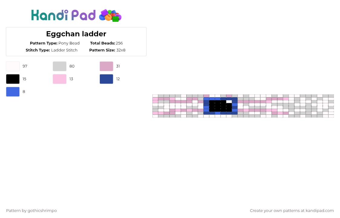 Eggchan ladder - Pony Bead Pattern by gothicshrimpo on Kandi Pad - white,blue,pink
