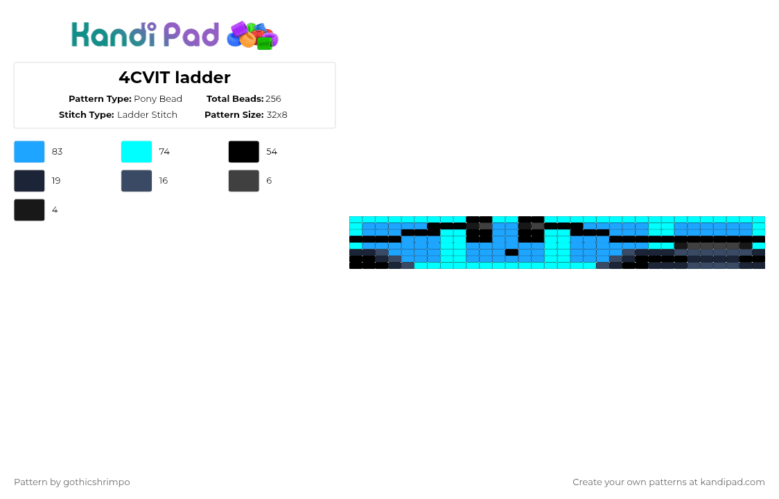 4CVIT ladder - Pony Bead Pattern by gothicshrimpo on Kandi Pad - light blue