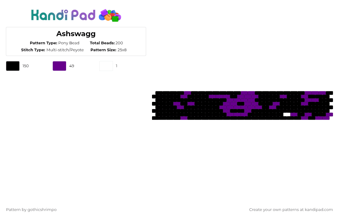 Ashswagg peyote - Pony Bead Pattern by gothicshrimpo on Kandi Pad - black,purple