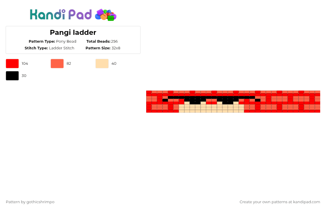 Pangi ladder - Pony Bead Pattern by gothicshrimpo on Kandi Pad - red