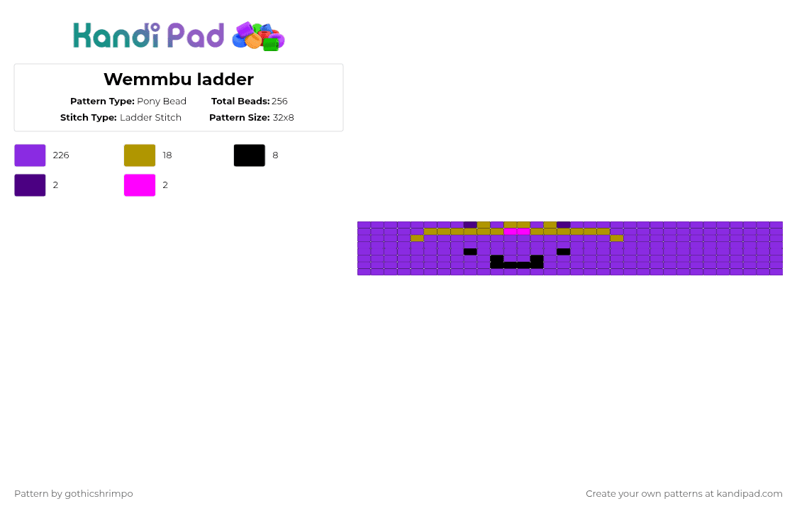 Wemmbu ladder - Pony Bead Pattern by gothicshrimpo on Kandi Pad - purple