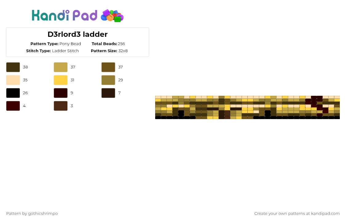 D3rlord3 ladder - Pony Bead Pattern by gothicshrimpo on Kandi Pad - orange,tan,brown,beige