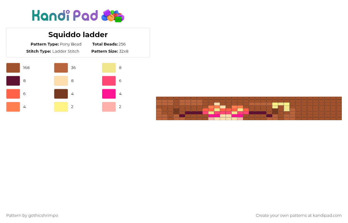 Squiddo ladder - Pony Bead Pattern by gothicshrimpo on Kandi Pad - red
