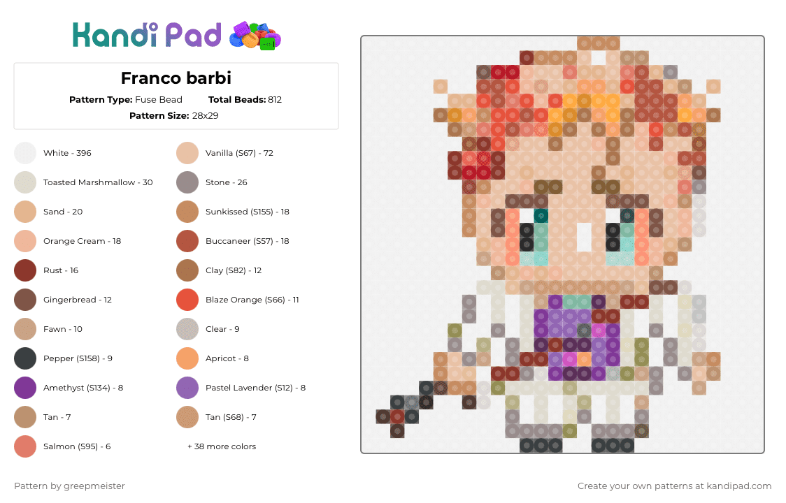 Franco barbi - Fuse Bead Pattern by greepmeister on Kandi Pad - 