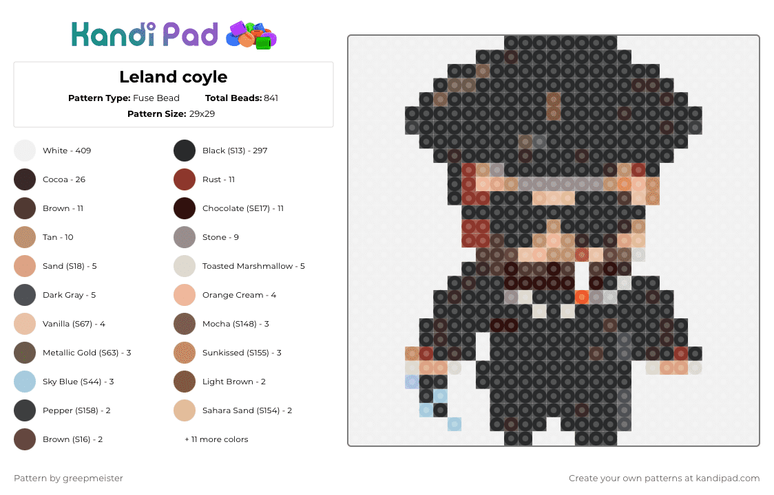 Leland coyle - Fuse Bead Pattern by greepmeister on Kandi Pad - 