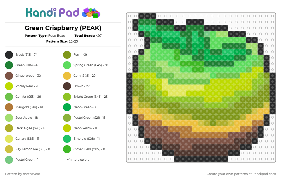 Green Crispberry (PEAK) - Fuse Bead Pattern by mothzvoid on Kandi Pad - green