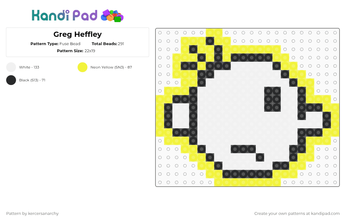Greg Heffley - Fuse Bead Pattern by kercersanarchy on Kandi Pad - yellow,white