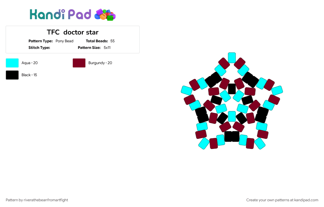 TFC  doctor star - Pony Bead Pattern by riverathebeanfromartfight on Kandi Pad - brown, doctor tfc, light blue, tfc, the freak circus