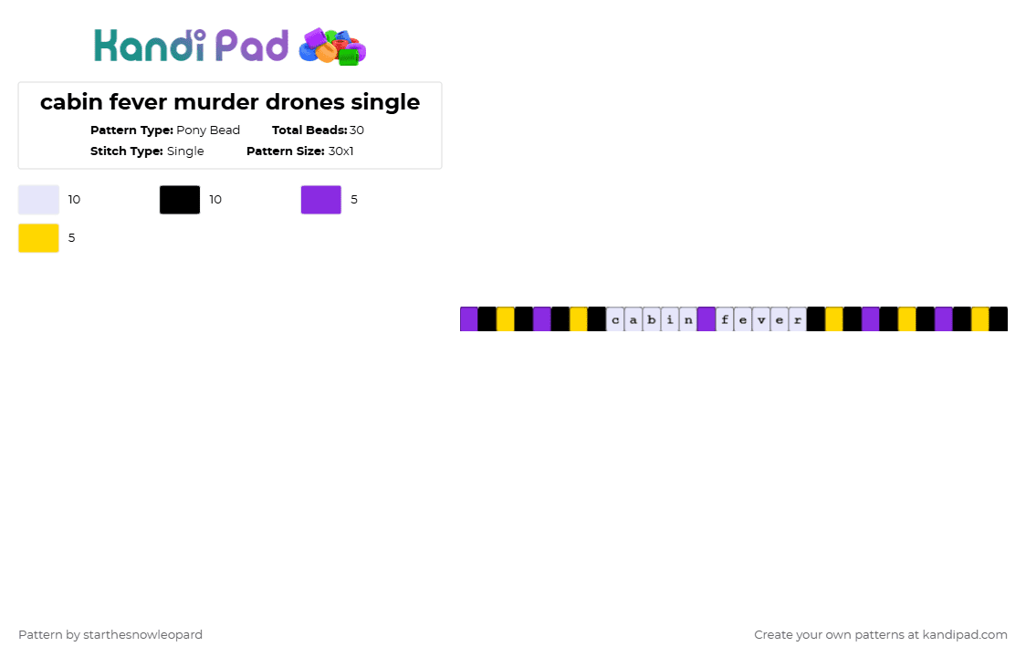 cabin fever murder drones single - Pony Bead Pattern by columbinafromthefreakcircus on Kandi Pad - purple,yellow