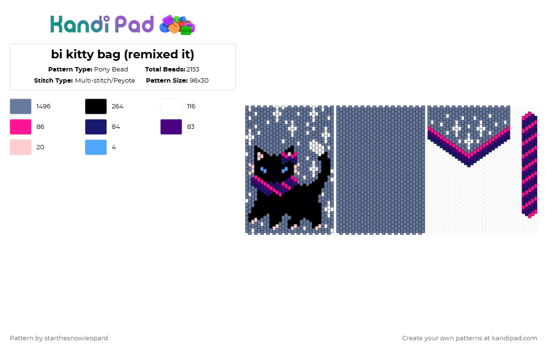 bi kitty bag (remixed it) look in description first pls - Pony Bead Pattern by columbinafromthefreakcircus on Kandi Pad - blue,lgbqt,kitty,furry,therian,kandi kid