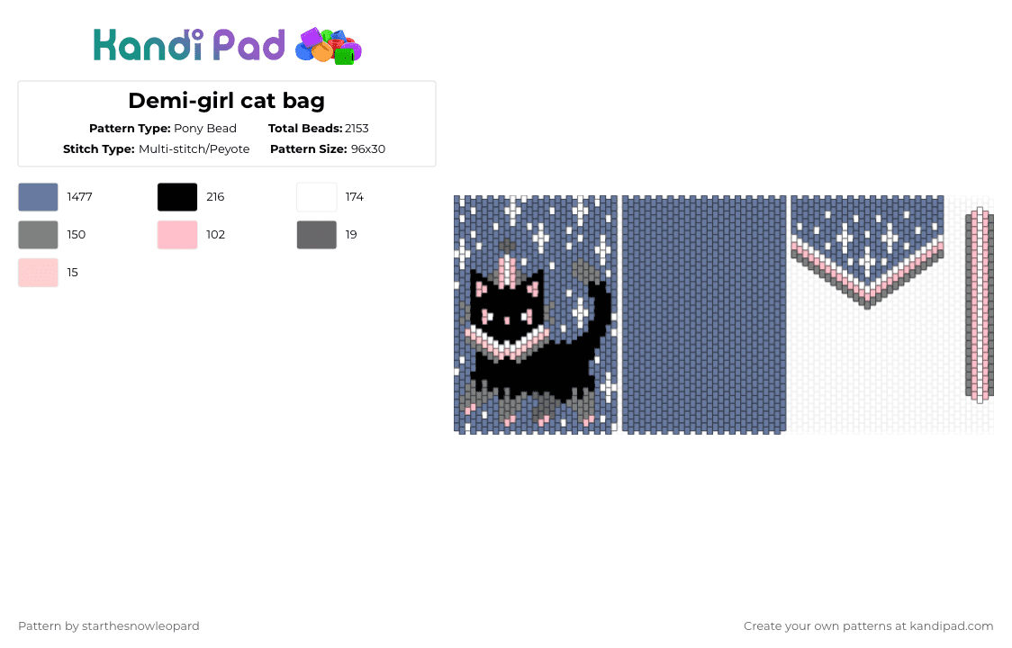 Demi-girl cat bag - Pony Bead Pattern by columbinafromthefreakcircus on Kandi Pad - blue,demi girl,lgbqta,kitty