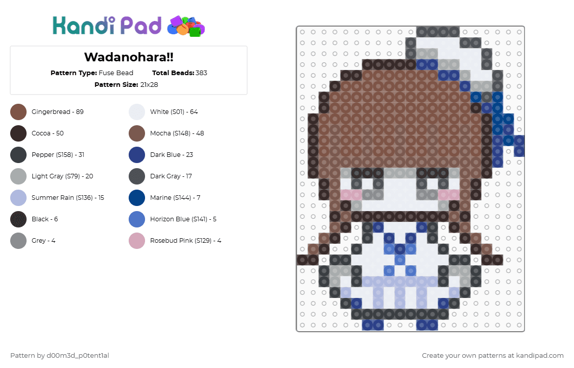 Wadanohara!! - Fuse Bead Pattern by zimsleftantenna on Kandi Pad - tan