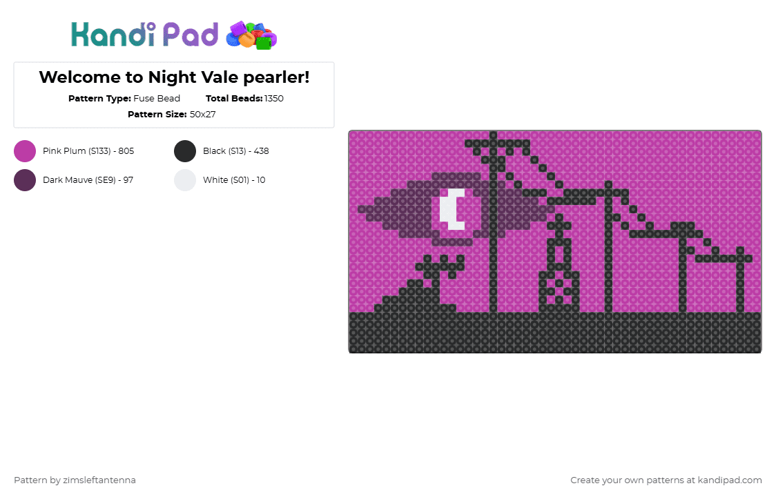 Welcome to Night Vale pearler! - Fuse Bead Pattern by zimsleftantenna on Kandi Pad - pink