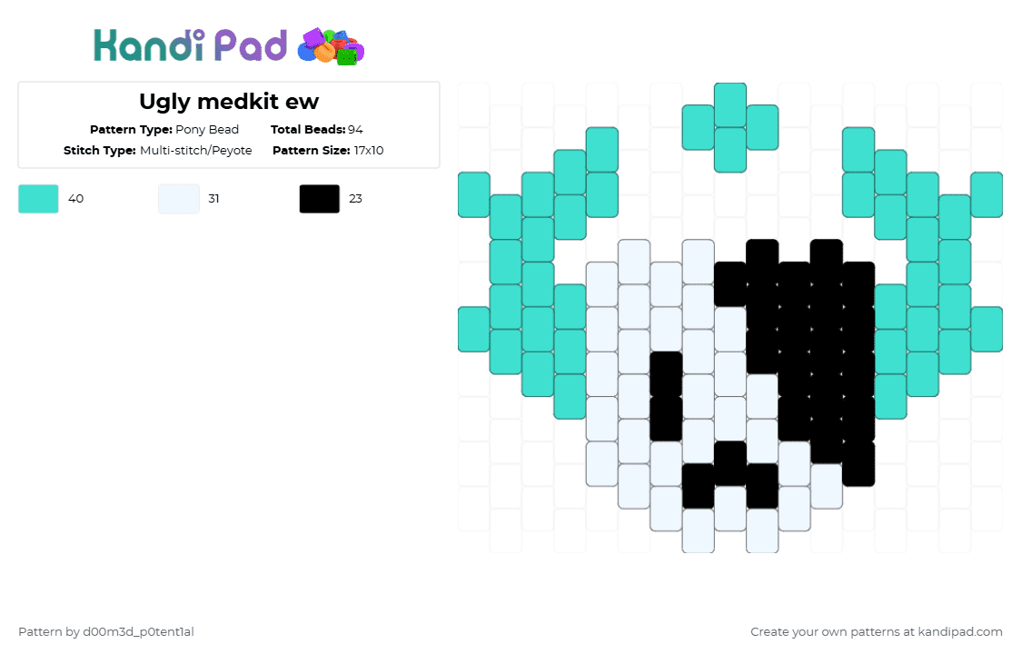 Ugly medkit ew - Pony Bead Pattern by zimsleftantenna on Kandi Pad - white,light blue,phighting,roblox,medkit