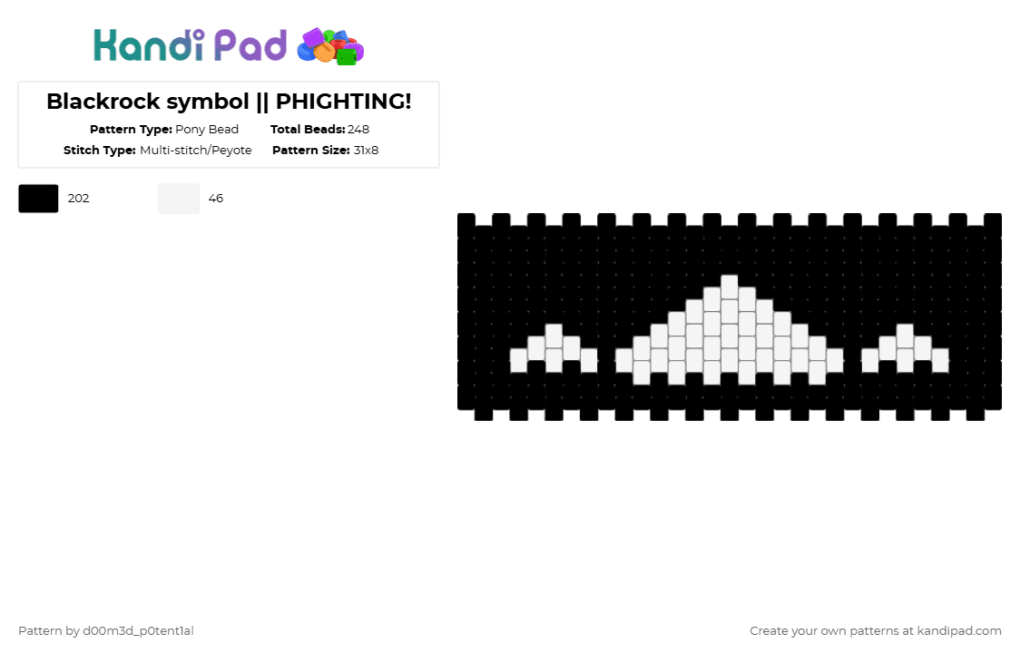 Blackrock symbol || PHIGHTING! - Pony Bead Pattern by zimsleftantenna on Kandi Pad - black,phighting,roblox