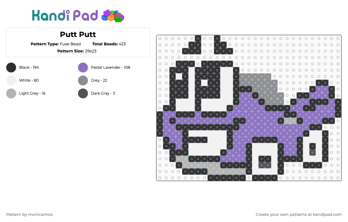 Putt Putt - Fuse Bead Pattern by monicamoo on Kandi Pad - putt putt,nostalgia,gaming,video game,blue,childhood,car