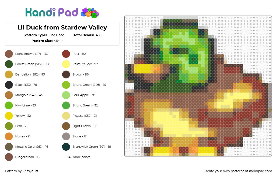 Lil Duck from Stardew Valley - Fuse Bead Pattern by krissybutt on Kandi Pad - 