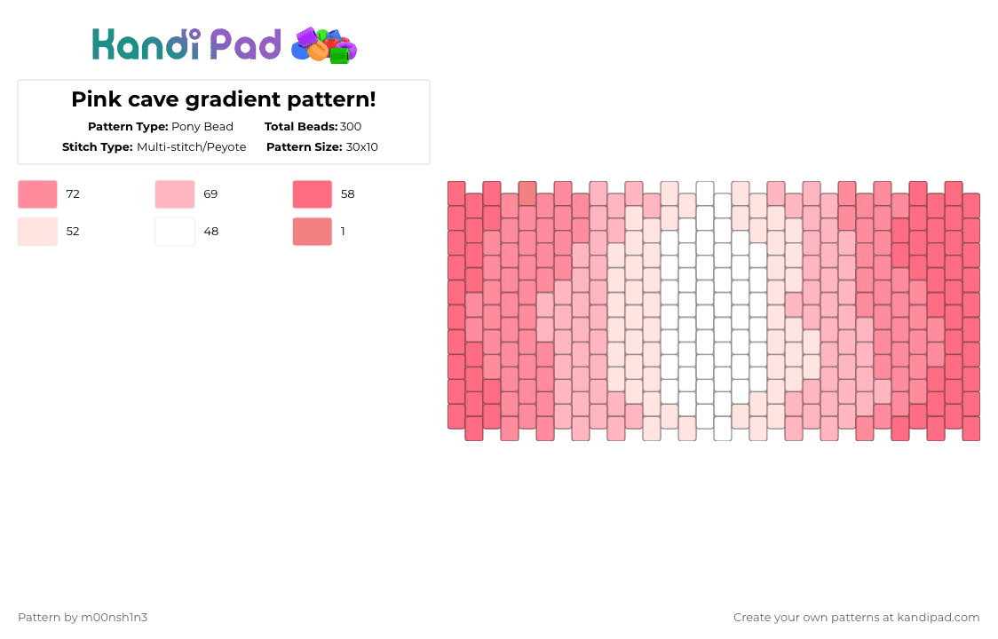Pink cave gradient pattern! - Pony Bead Pattern by m00nsh1n3 on Kandi Pad - red,pink,cute,gradient,color,monocolor,onecolorchallenge