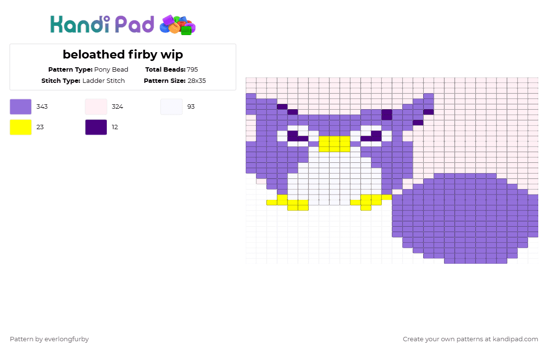 beloathed firby wip - Pony Bead Pattern by everlongfurby on Kandi Pad - purple
