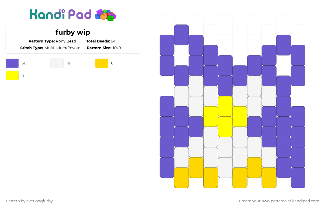 furby wip - Pony Bead Pattern by everlongfurby on Kandi Pad - blue