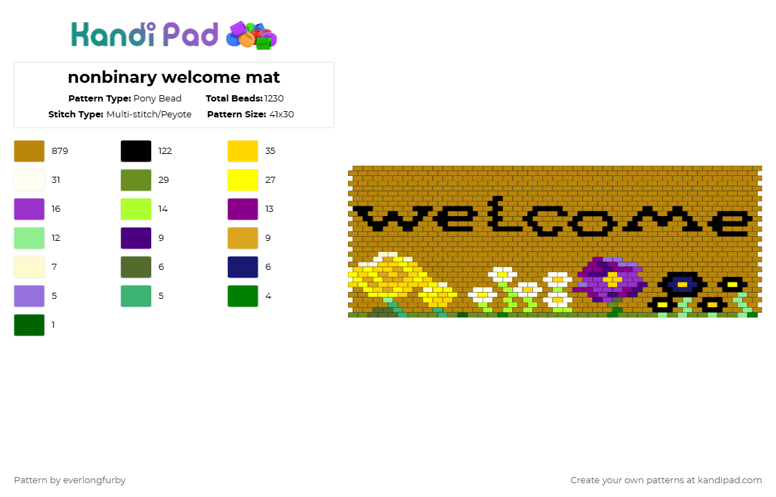 nonbinary welcome mat - Pony Bead Pattern by everlongfurby on Kandi Pad - gold,lgbtq,nonbinary,nonbinary pride,pride,pride flag