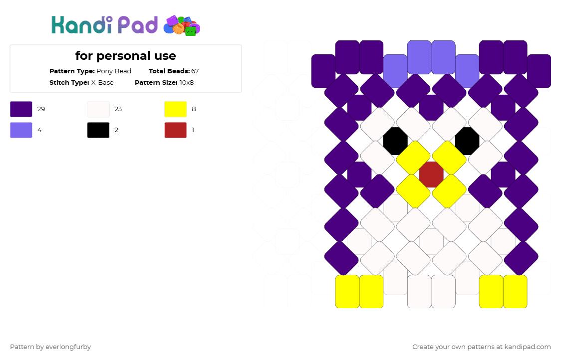 for personal use - Pony Bead Pattern by everlongfurby on Kandi Pad - purple