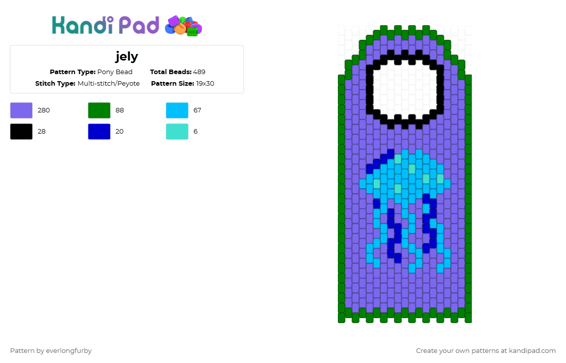 jely - Pony Bead Pattern by everlongfurby on Kandi Pad - jellyfish,door hanger,animal,blue