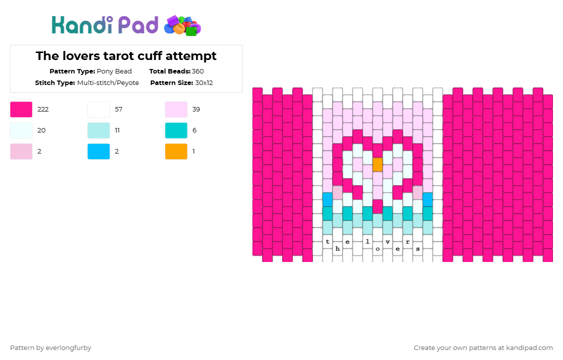 The lovers tarot cuff attempt - Pony Bead Pattern by everlongfurby on Kandi Pad - pink