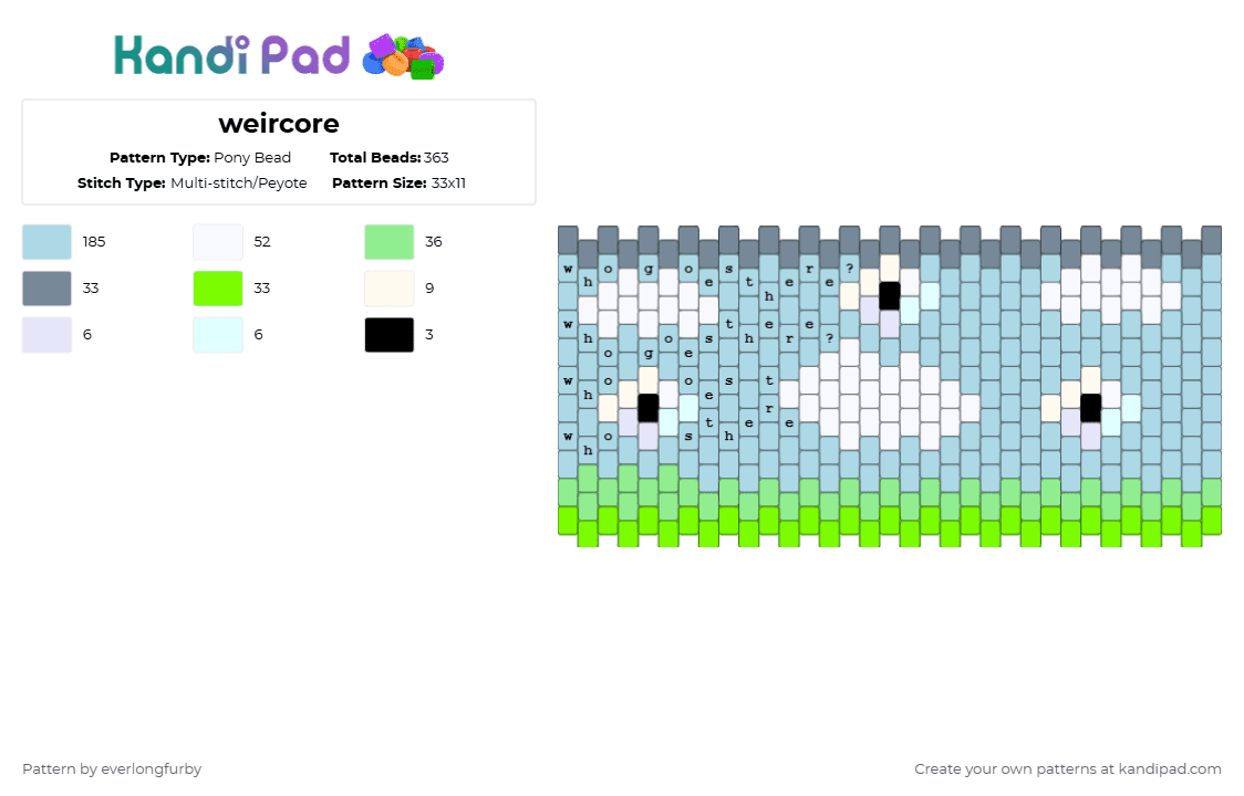 weircore - Pony Bead Pattern by everlongfurby on Kandi Pad - light blue