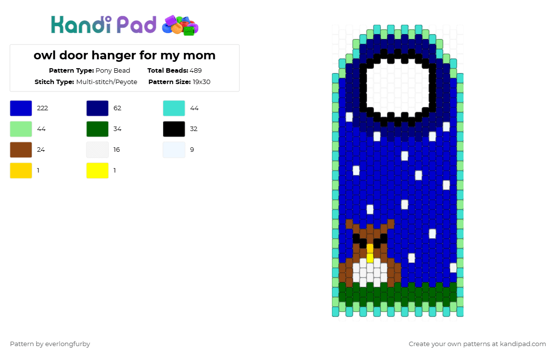 owl door hanger for my mom - Pony Bead Pattern by everlongfurby on Kandi Pad - purple