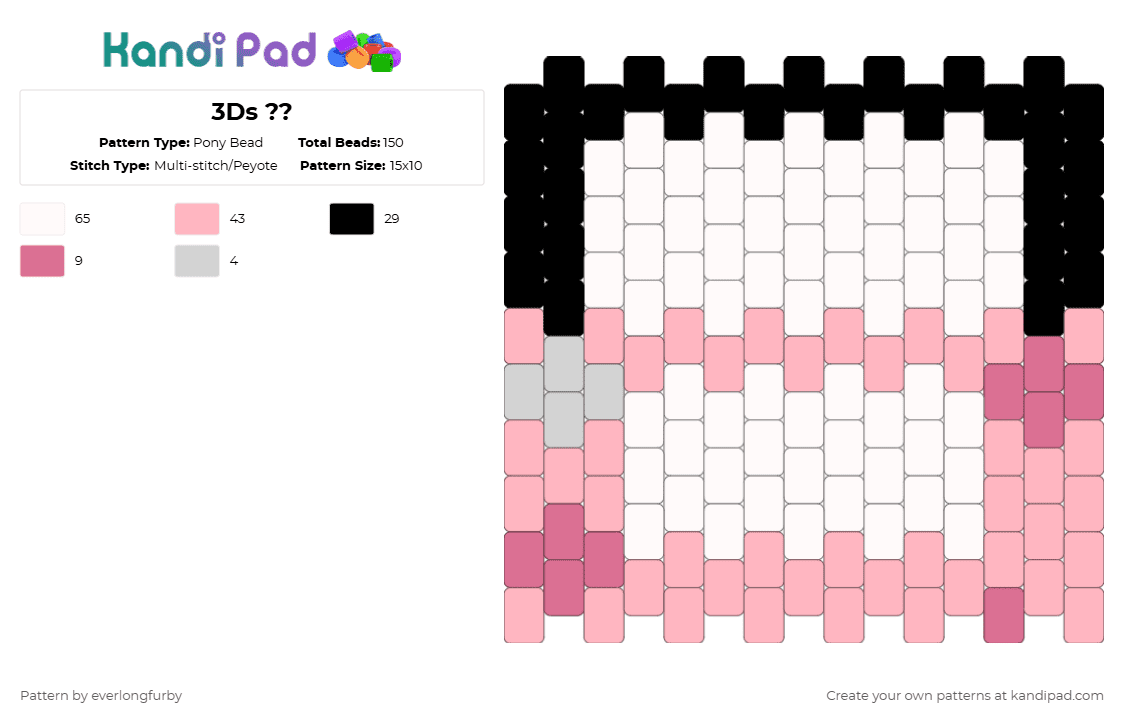 3Ds ?? - Pony Bead Pattern by everlongfurby on Kandi Pad - white,pink