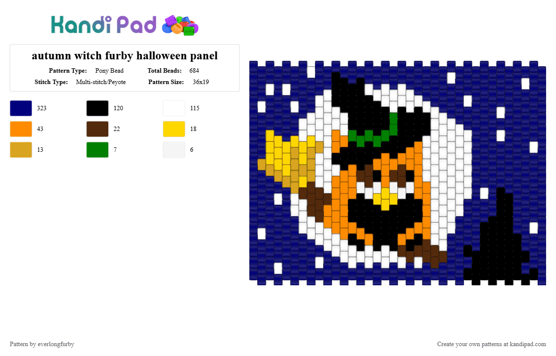 autumn witch furby halloween panel - Pony Bead Pattern by everlongfurby on Kandi Pad - purple