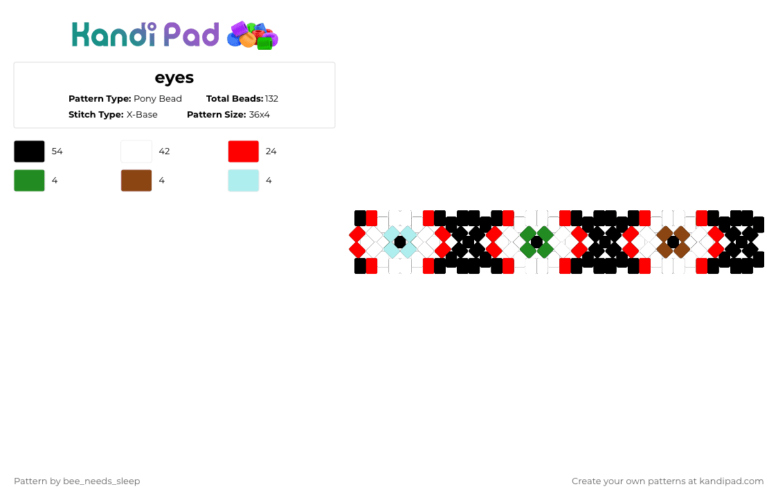 eyes - Pony Bead Pattern by bee_needs_sleep on Kandi Pad - white,red
