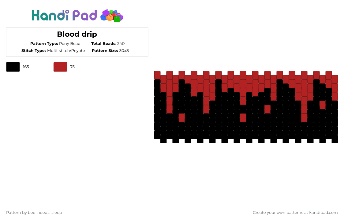 Blood drip - Pony Bead Pattern by bee_needs_sleep on Kandi Pad - black,red,horror,blood,halloween,spooky,dark