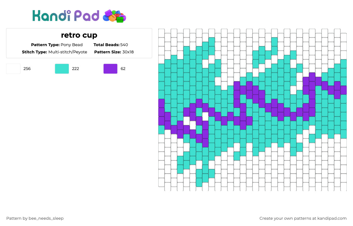 retro cup - Pony Bead Pattern by bee_needs_sleep on Kandi Pad - 90s,food,light blue,nostalgia,retro,funny