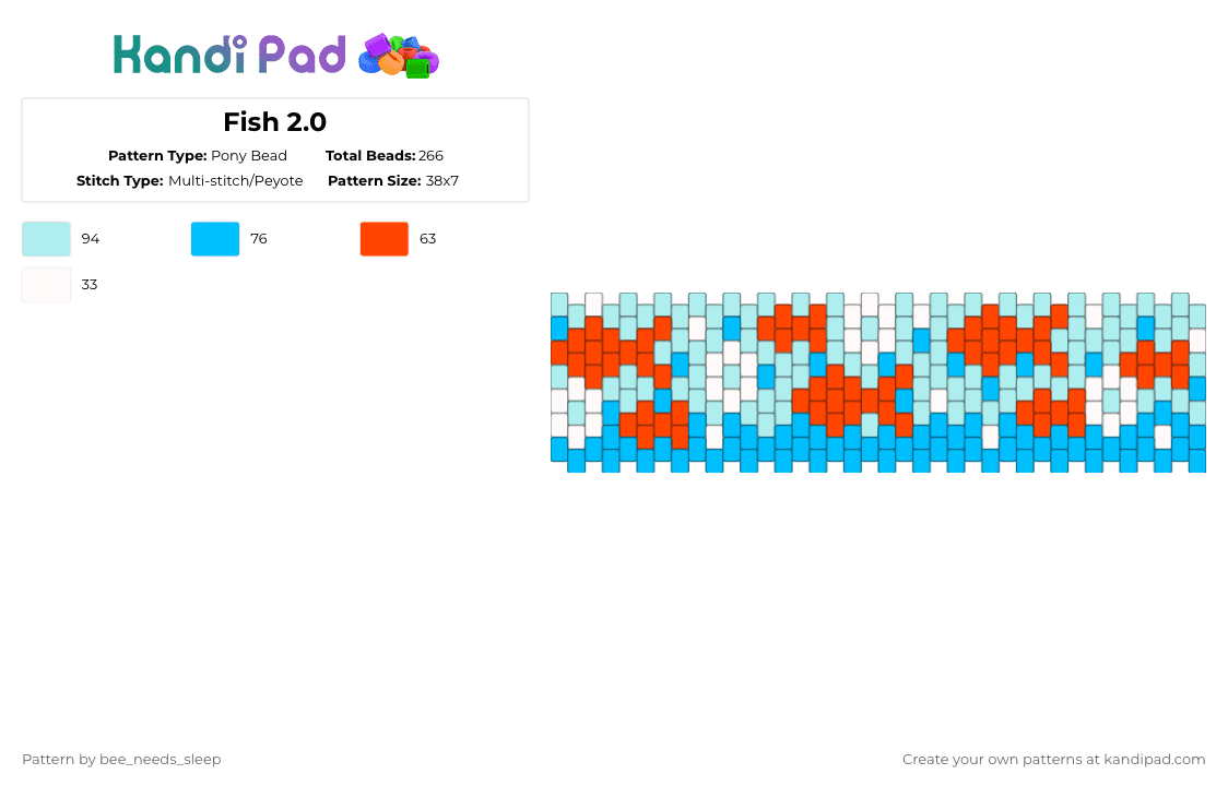 Fish 2.0 - Pony Bead Pattern by bee_needs_sleep on Kandi Pad - red,light blue