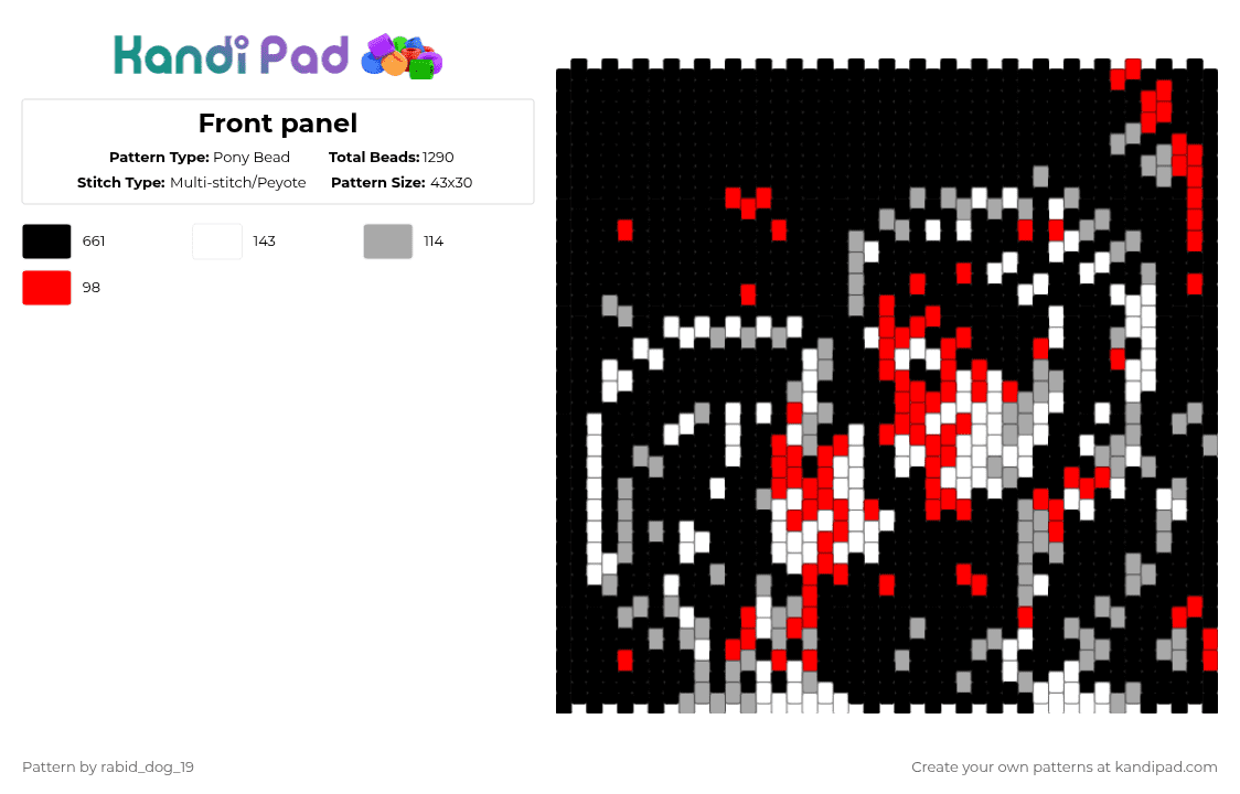 Front panel Pony Bead Pattern - Kandi Pad | Kandi Patterns, Fuse Bead ...