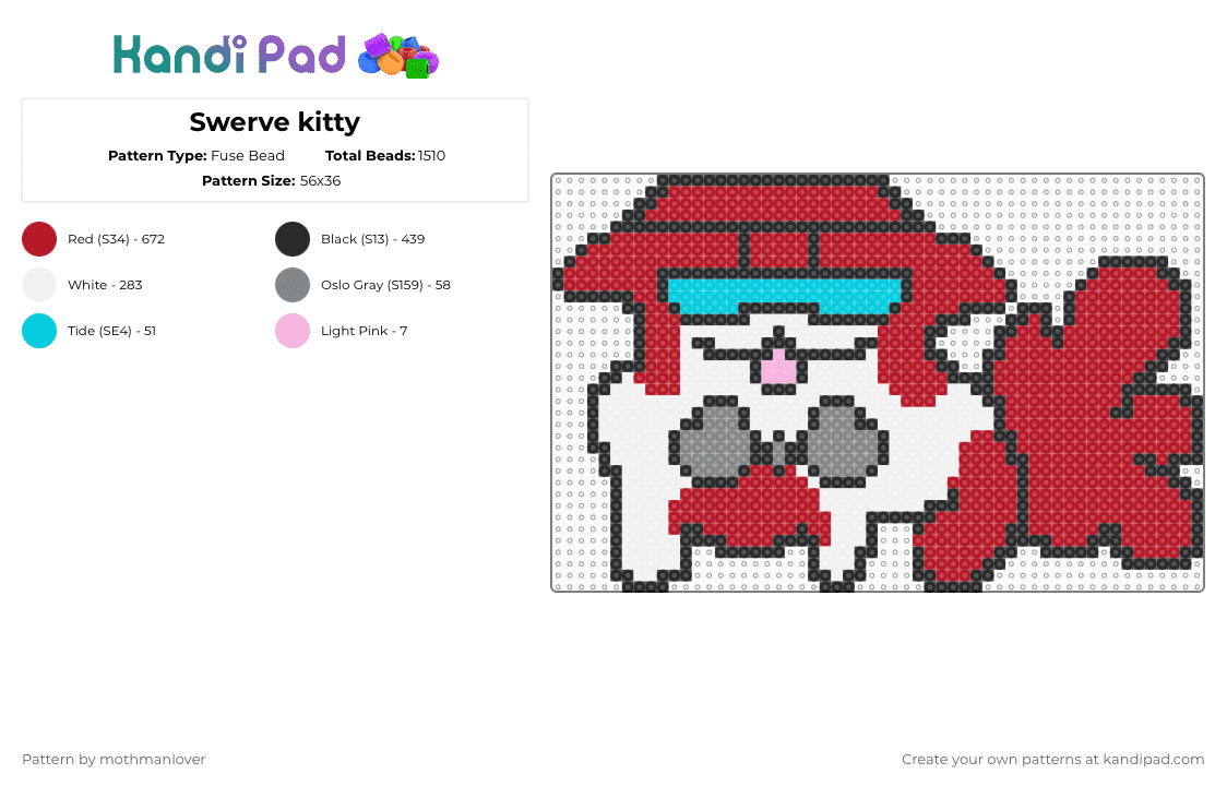 Swerve kitty - Fuse Bead Pattern by mothmanlover on Kandi Pad - red,swerve,transformers