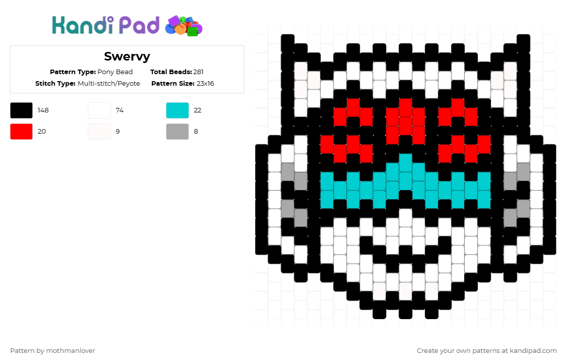 Swervy Transformers - Pony Bead Pattern by mothmanlover on Kandi Pad - black, light blue, red, white
