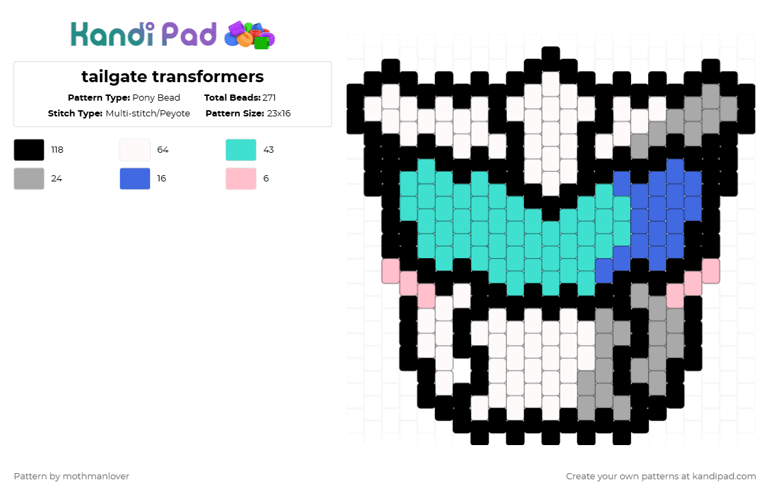 tailgate transformers - Pony Bead Pattern by mothmanlover on Kandi Pad - beige,light blue
