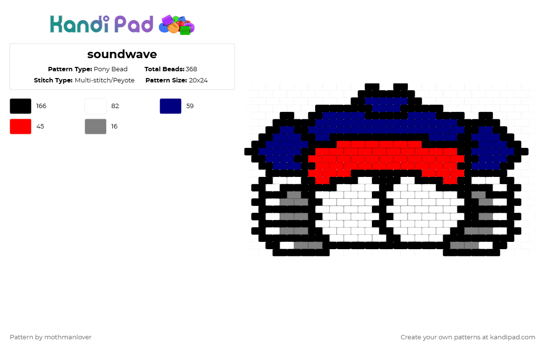 soundwave Transformers - Pony Bead Pattern by mothmanlover on Kandi Pad - red,purple
