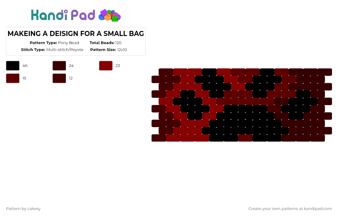 MAKEING A DEISIGN FOR A SMALL BAG - Pony Bead Pattern by rinpawz0v0 on Kandi Pad - black,brown