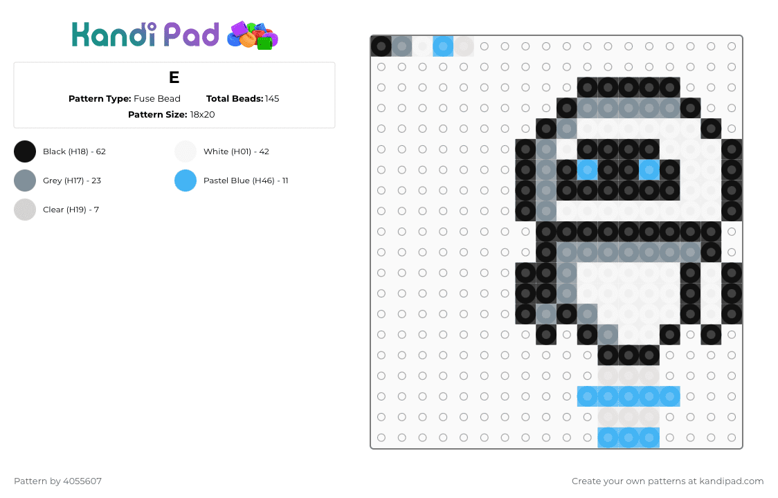 E - Fuse Bead Pattern by 4055607 on Kandi Pad - eve,walle,character,robot,animation,movie,disney,cartoon,white,gray