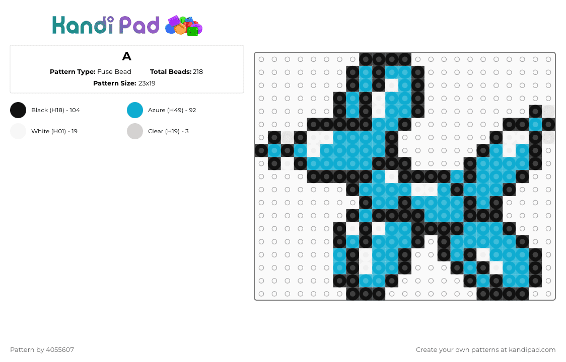 A - Fuse Bead Pattern by 4055607 on Kandi Pad - balloon dog,light blue