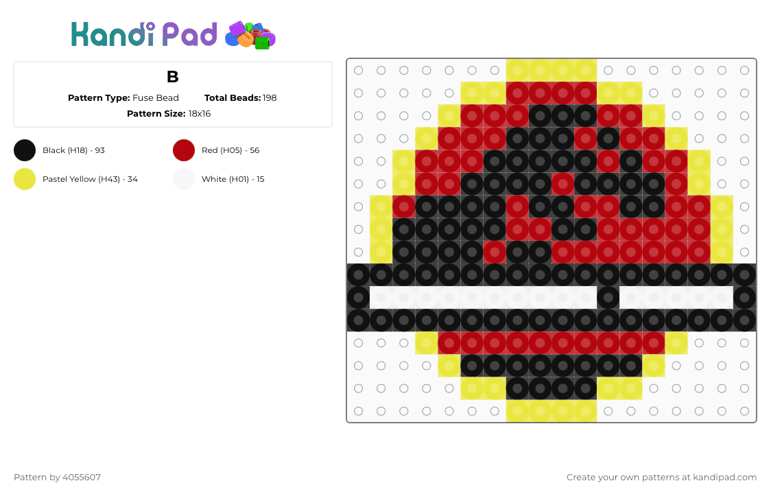 B - Fuse Bead Pattern by 4055607 on Kandi Pad - jurassic park,logo,movie,dinosaur,charm,yellow,red