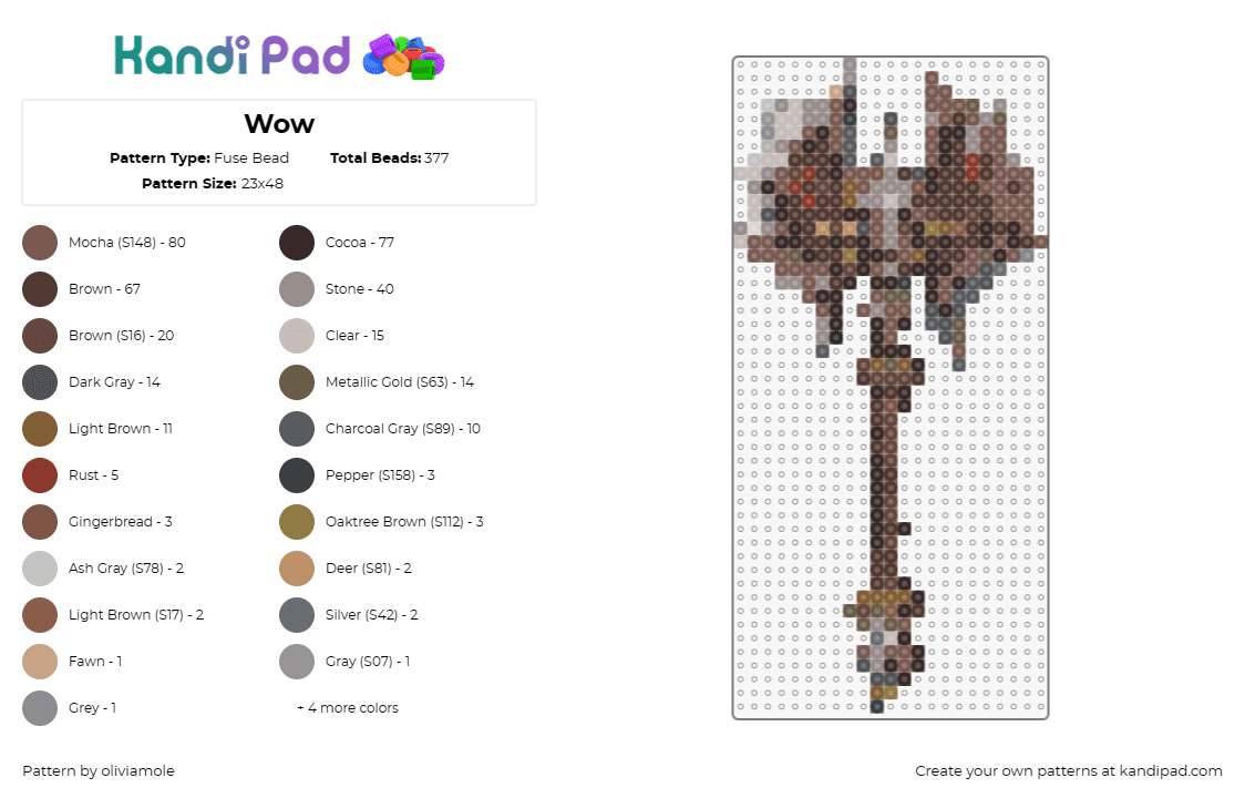 Wow - Fuse Bead Pattern by oliviamole on Kandi Pad - battle axe,weapon,world of warcraft,warrior,fantasy,brown