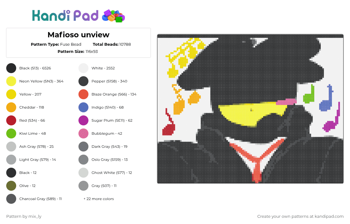 Mafioso unview - Fuse Bead Pattern by mix_ly on Kandi Pad - cotdmelody,mafioso,music