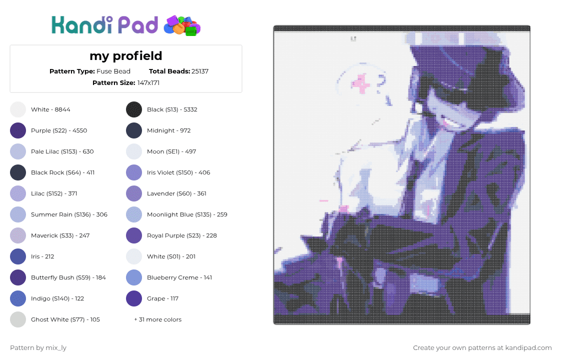 my profile - Fuse Bead Pattern by mix_ly on Kandi Pad - chance,forsaken,fanart,fav