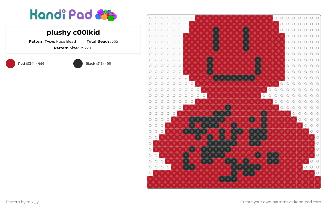plushy c00lkid - Fuse Bead Pattern by mix_ly on Kandi Pad - c00lkid,forsaken,plushy